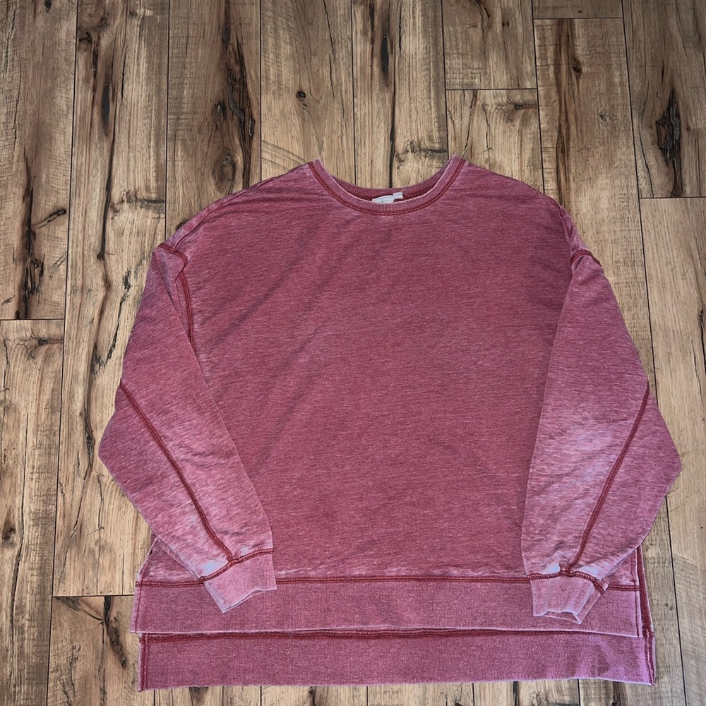 red oversized crewneck